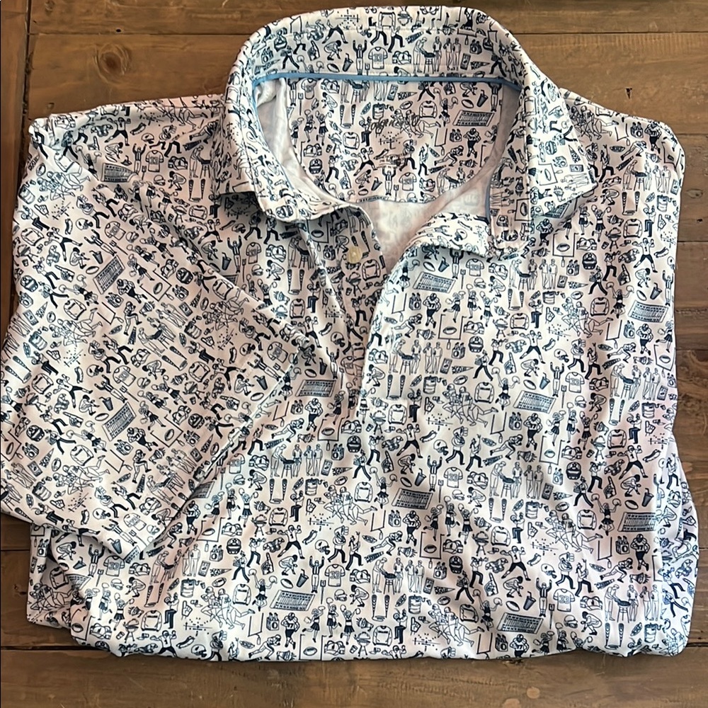 johnnie-O Navy and White Graphic Shirt